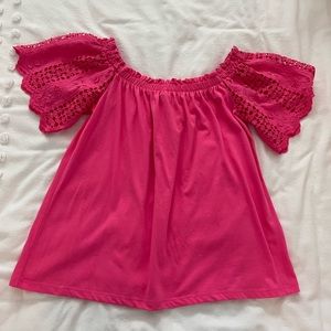 Lilly, Pulitzer Pink Off The Shoulder Fayette Top Size Small